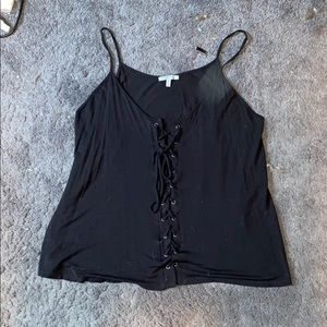 Black lace up tank
